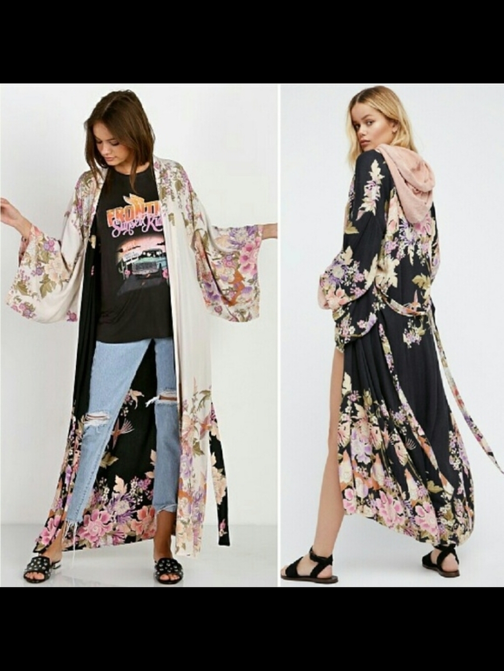 🐪 Spell & The Gypsy Blue Skies Luxe Reversible Kimono Black/White 👘 NWOT